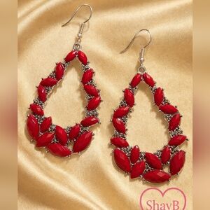 Paparazzi Red Leaf Motif Earrings